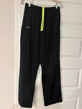 Under Armour Black Sweatpants with Neon Yellow Drawcord